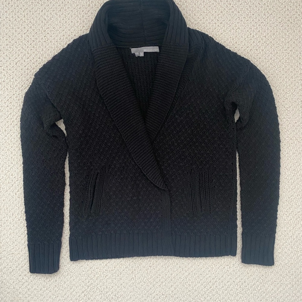 360 Sweater Black Textured Cardigan